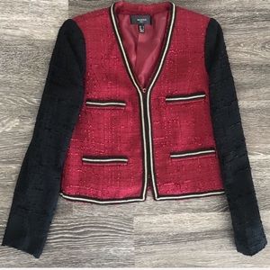 Mango black/ red tweed blazer